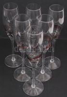 Iparművész pezsgős pohár készlet, kézzel festett, hibátlan, összesen: 6db, m: 25 cm