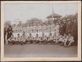 cca 1900 Futballcsapatok, keményhátú fotó, 11x8 cm
