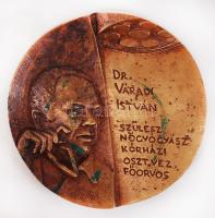 Várhelyi György (1942-): Dr. Váradi István. Bronz plakett, jelzett, d:11 cm