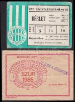 1976-1985 FTC bérlet és Népstadion szolgálati jegy