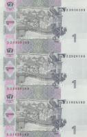 Ukrajna 2004. 1H 3-as ívben T:I
Ukraine 2004. 1 Hryvnia in sheet of three C:Unc
Krause 116