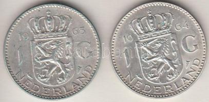 Hollandia 1963-1964. 1G Ag "I. Julianna" (2x) T:2,2- Netherlands 1963-1964. 1 Gulden Ag "Juliana" (2x) C:XF,VF