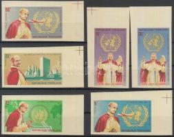 VI. Pál pápa az ENSZ-ben ívszéli vágott sor, Paul Pope VI. at the UN imperforated margin set
