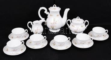 Zsolnay virág mintás mokkás készlet, matricás, hibátlan, jelzett