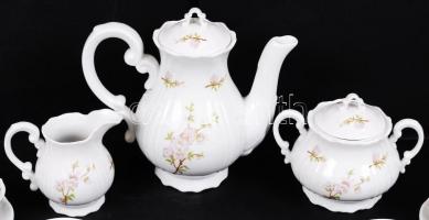 Zsolnay virág mintás mokkás készlet, matricás, hibátlan, jelzett