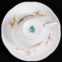 Zsolnay virág mintás mokkás készlet, matricás, hibátlan, jelzett