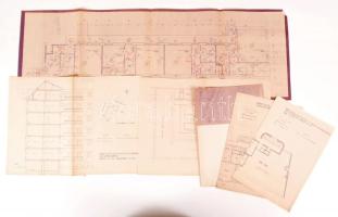 cca 1930 Bp., 6 db épülettervrajz, Sallay Imre utca és Hegedűs Gyula utca