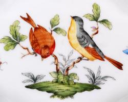 Herendi Rothschild mintás kis tálka, kézzel festett, jelzett, hibátlan, 13×9 cm