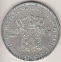 Hollandia 1929. 2-1/2G Ag "I. Vilma" T:2- Netherlands 1929. 2-1/2 Gulden Ag "Wilhelmina I" C:VF