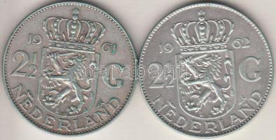 Hollandia 1961-1962. 2-1/2G Ag "I. Julianna" T:2,2- Netherlands 1961-1962. 2-1/2 Gulden Ag "Juliana" C:aXF,VF