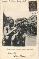 Baoulé women, hair preparing, folklore