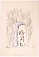 Ruszkai Gábor (1958 - ) 2 db vicces grafikája, 21x15 és 21x30 cm