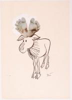 Ruszkai Gábor (1958 - ) 2 db vicces grafikája, 21x15 és 21x30 cm