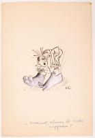 Ruszkai Gábor (1958 - ) 2 db vicces grafikája, 21x15 és 21x30 cm