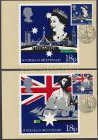 Ausztrália gyarmatosítása sor 4 db CM-n + 1 emléklapon, Colonization of Australia set on 4 CM + on 1 souvenir sheet