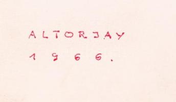 1966 Altorjay: Pincér. Papír, vegyes technika, jelzett, 30x20 cm