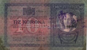 1904. 10K + 1915. 10K + 20K szerb bélyeggel és felülbélyegzéssel T:vegyes