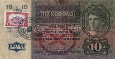 1904. 10K + 1915. 10K + 20K szerb bélyeggel és felülbélyegzéssel T:vegyes