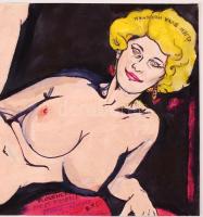 Jelzés nélkül: Pornográf grafika. Papír, vegyes technika, 22x30 cm