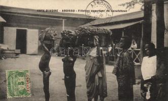 Abiosso, girls bring caoutchouc, folklore