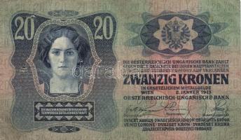 1917. 2K + 1915. 10K + 1913. 20K + 1912. 100K mindegyik "FELÜLBÉLYEGZÉS 1919. jan. 11. Kecskemé...