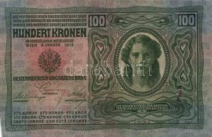 1917. 2K + 1915. 10K + 1913. 20K + 1912. 100K mindegyik "FELÜLBÉLYEGZÉS 1919. jan. 11. Kecskemé...