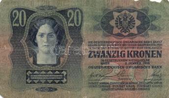 1916. 1K + 1913. 20K + 1912. 100K mindegyik "Felülbélyegzés 1919. feb 9. Zsombolyai Főszolgabír...