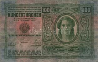 1916. 1K + 1913. 20K + 1912. 100K mindegyik "Felülbélyegzés 1919. feb 9. Zsombolyai Főszolgabír...