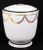 Hollóházi porcelán aranyozott díszítésű urna, hibátlan, m: 20 cm, d: 19 cm