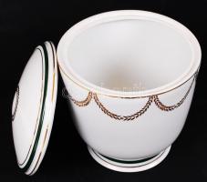 Hollóházi porcelán aranyozott díszítésű urna, hibátlan, m: 20 cm, d: 19 cm
