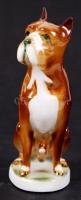 Kézzel festett Zsolnay porcelán kutya, jelzett, m: 13 cm
