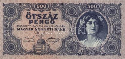 1945. 500P (2x), egyiken orosz "P" betű helyett magyar "N" betű T:I Adamo P19,P19h