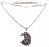 Hematit sas alakú függő kapcsos textil függesztővel / haematite eagle head pendant