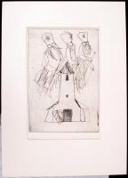 Csohány Kálmán (1925-1980): Három királyok. Rézkarc, papír, jelzett, paszpartuban, 30×20 cm