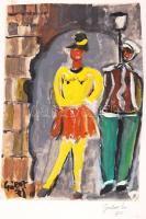 Gábor jelzéssel: Utca lány. Vegyes technika, papír, jelzett, 28×18 cm