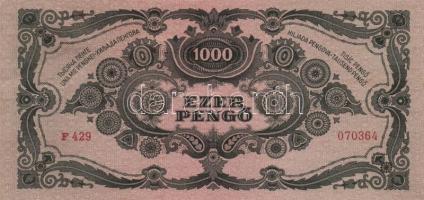 1945. 1000P (3x), közte kettő vörös színű bélyeggel, egyik lemezhibás T:I
Adamo P22,22e