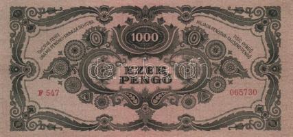 1945. 1000P (3x), közte kettő vörös színű bélyeggel, egyik lemezhibás T:I
Adamo P22,22e