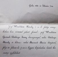 1876 Weuckheim Géza (1847-1924) Gerlai lótenyészet atya és felesége Deshayes Jenny esküvői meghívója
