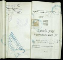 1919 Kossuth címeres igazoló jegy / fényképes útlevél Budapestről Dombóvárra utazáshoz a megszálló r...