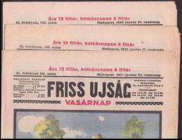 1934-35 9 db Friss Újság Vasárnapja magazinja színes magazin