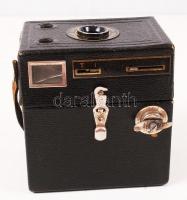 1937-1938 Eastman Kodak Popular Brownie rollfilmes boxkamera bőr tokkal (az egyik kereső törött, a t...