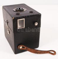 1937-1938 Eastman Kodak Popular Brownie rollfilmes boxkamera bőr tokkal (az egyik kereső törött, a t...