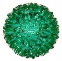 Urán zöld üveg bonbonier, hibátlan, d: 10 cm