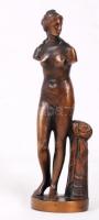 Női bronz akt szobor, m: 17 cm