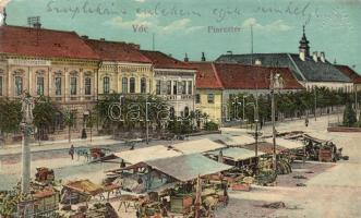 Vác, Piactér, Takarékpénztár, Cukrászda, Bank, Emke kávéház (b)