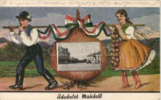 Makó, magyar népviseletes grafikai lap