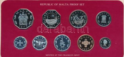 Málta 1977. 2m - 50c 9klf forgalmi pénzek szettben dísztokban T:PP Malta 1977. 2 mils - 50 cents, 9 different coins in set in case C:PP