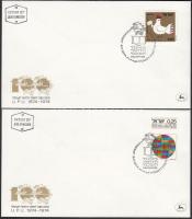 100 éves az UPU kisívsor + tab nélküli sor 2 FDC-n, Centenary of UPU mini sheet set + set without tab on 2 FDCs