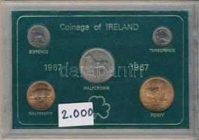 Írország 1967. 3p-1/2C 5klf darab forgalmi szett plasztik tokban T:1 Ireland 1967. 3 Pence - 1/2 Crown, 5 different coinage of Ireland in plastik case C:UNC