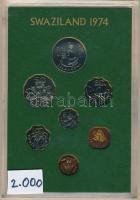 Szváziföld 1974. 1c - 1L 7klf db, forgalmi szett plasztik tokban kartonban T:1 Swaziland 1974. 1 cent - 1 Lilangeni 7 different, coin set in plastic and carton case C:UNC